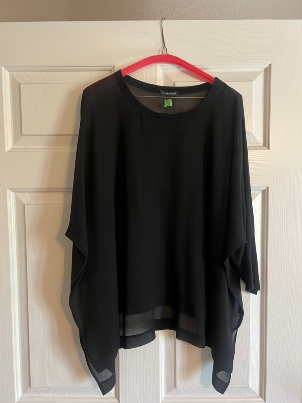 Eileen Fischer Black Sheer Draped Tunic